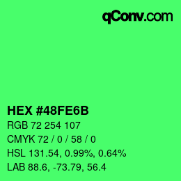 Código de color: HEX #48FE6B | qconv.com