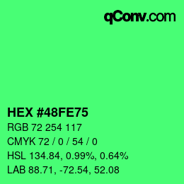 Color code: HEX #48FE75 | qconv.com