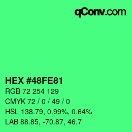 Color code: HEX #48FE81 | qconv.com