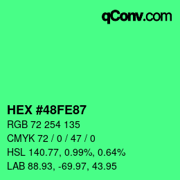 Color code: HEX #48FE87 | qconv.com