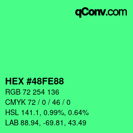 Color code: HEX #48FE88 | qconv.com