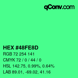 Color code: HEX #48FE8D | qconv.com