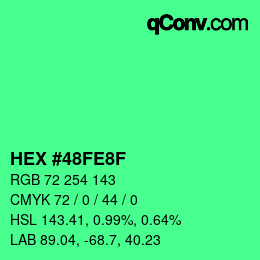 Color code: HEX #48FE8F | qconv.com