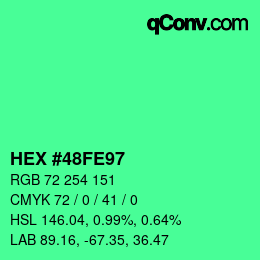 Color code: HEX #48FE97 | qconv.com