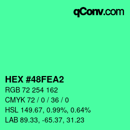 Color code: HEX #48FEA2 | qconv.com