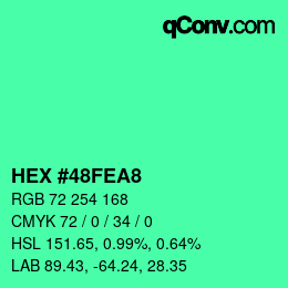 Color code: HEX #48FEA8 | qconv.com