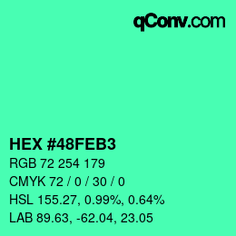 Color code: HEX #48FEB3 | qconv.com