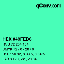 カラーコード: HEX #48FEB8 | qconv.com