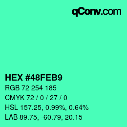 カラーコード: HEX #48FEB9 | qconv.com