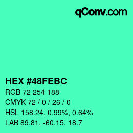 Color code: HEX #48FEBC | qconv.com