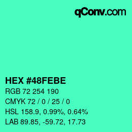 Color code: HEX #48FEBE | qconv.com