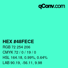 Farbcode: HEX #48FECE | qconv.com