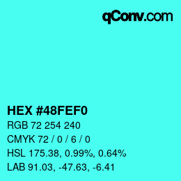 Código de color: HEX #48FEF0 | qconv.com