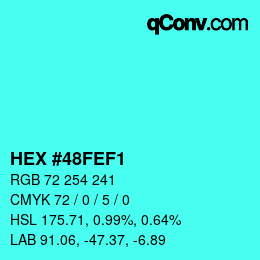 Color code: HEX #48FEF1 | qconv.com