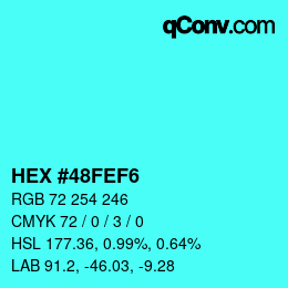 Color code: HEX #48FEF6 | qconv.com
