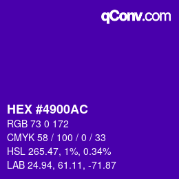 カラーコード: HEX #4900AC | qconv.com