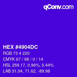 颜色代码: HEX #4904DC | qconv.com
