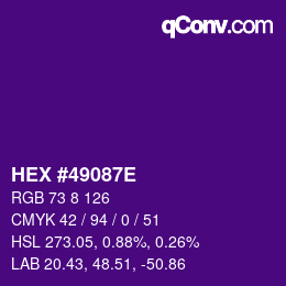Color code: HEX #49087E | qconv.com