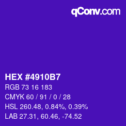 颜色代码: HEX #4910B7 | qconv.com