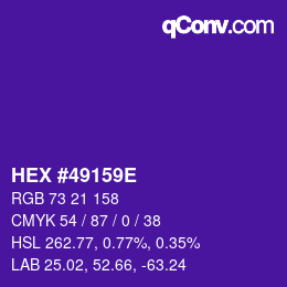 Color code: HEX #49159E | qconv.com