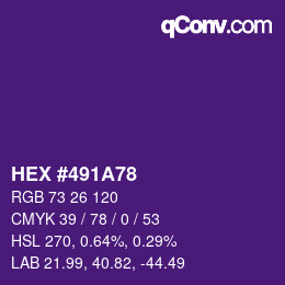 Color code: HEX #491A78 | qconv.com