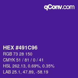 Color code: HEX #491C96 | qconv.com