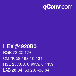 Color code: HEX #4920B0 | qconv.com