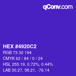 Color code: HEX #4920C2 | qconv.com
