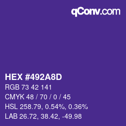 カラーコード: HEX #492A8D | qconv.com