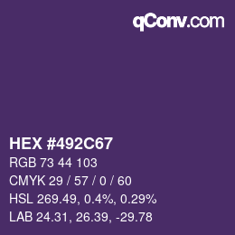 Color code: HEX #492C67 | qconv.com