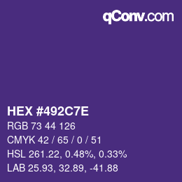 Color code: HEX #492C7E | qconv.com