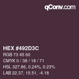 Color code: HEX #492D3C | qconv.com
