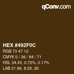 颜色代码: HEX #492F0C | qconv.com