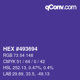 颜色代码: HEX #493694 | qconv.com