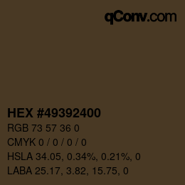 Color code: HEX #49392400 | qconv.com