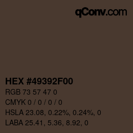 Color code: HEX #49392F00 | qconv.com
