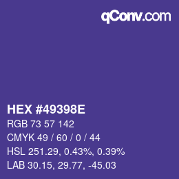カラーコード: HEX #49398E | qconv.com