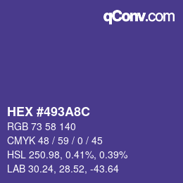 Color code: HEX #493A8C | qconv.com
