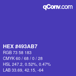 カラーコード: HEX #493AB7 | qconv.com
