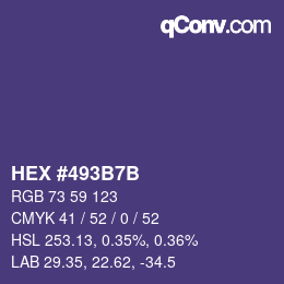 カラーコード: HEX #493B7B | qconv.com