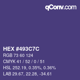 颜色代码: HEX #493C7C | qconv.com