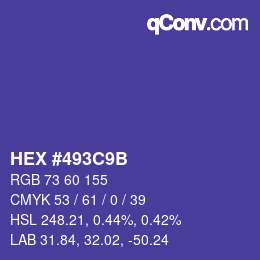 颜色代码: HEX #493C9B | qconv.com