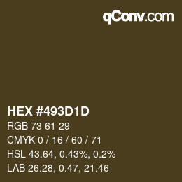Farbcode: HEX #493D1D | qconv.com