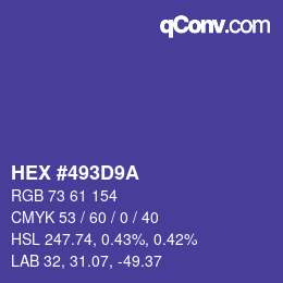 Color code: HEX #493D9A | qconv.com