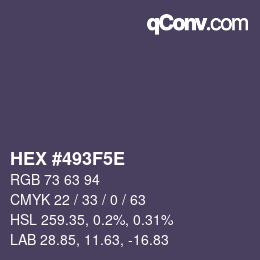 Color code: HEX #493F5E | qconv.com