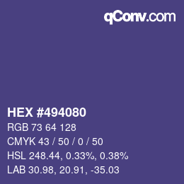 Color code: HEX #494080 | qconv.com