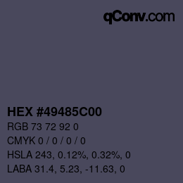 Color code: HEX #49485C00 | qconv.com