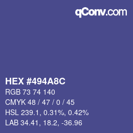 Color code: HEX #494A8C | qconv.com