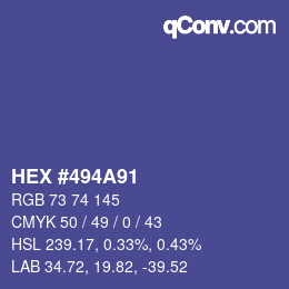 Color code: HEX #494A91 | qconv.com