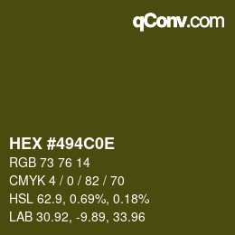 Color code: HEX #494C0E | qconv.com
